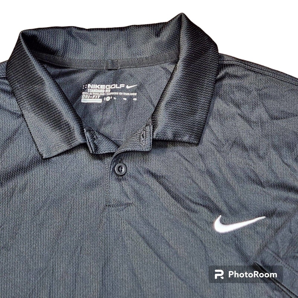 Nike Dri-Fit Standard Fit XL Men's Black‎ Golf Casual Short Sleeve Swoosh *READ